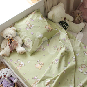Детское постельное белье Малютка ™KrisPol, бязь Lux 10107-55 "Мишутка (зеленый)"