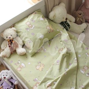 Детское постельное белье Малютка ™KrisPol, бязь Lux 10107 "Мишутка (зеленый)"
