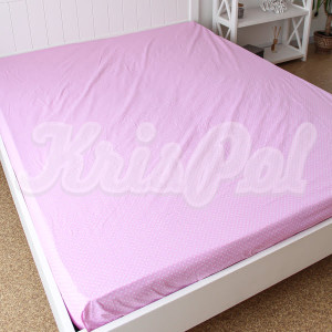 Двоспальне простирадло на резинці ™KrisPol, бязь Lux 1011-160, рожевий горошок