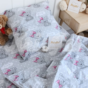 Детское постельное белье Малютка ™KrisPol, бязь Lux 101190-55 "Девочка медвежонок" (серый)