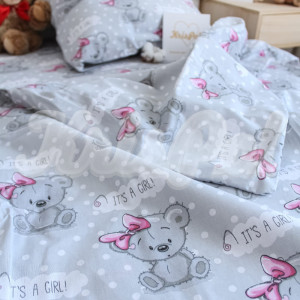 Детское постельное белье Малютка ™KrisPol, бязь Lux 101190 "Девочка медвежонок" (серый)