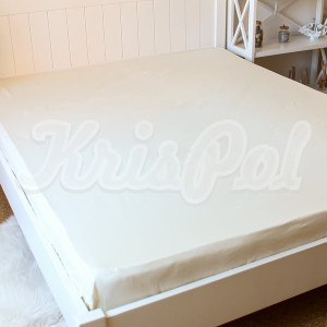 Двуспальная простынь на резинке ™KrisPol, бязь Lux 1023-160, молочный