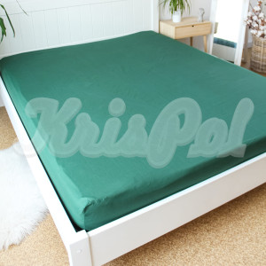 Двоспальне простирадло на резинці ™KrisPol, бязь Lux 1034-160, темно-зелений
