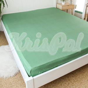Двуспальная простынь на резинке ™KrisPol, бязь Lux 1052-160, зеленый