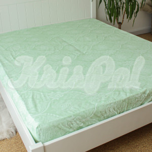 Двоспальне простирадло на резинці ™KrisPol, бязь Lux 1233-160, світло-зелений