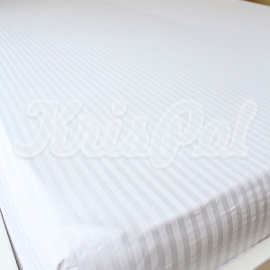 Двоспальне простирадло на резинці ™KrisPol, бязь Lux 1234-160, білий (смужка)