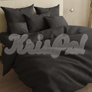 Двуспальное постельное белье ™KrisPol, бязь Lux на резинке 1410026-2, темно-серый (полоска)