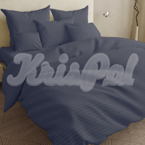 Двуспальное постельное белье ™KrisPol, бязь Lux на резинке 1410027-2, графит (полоска)