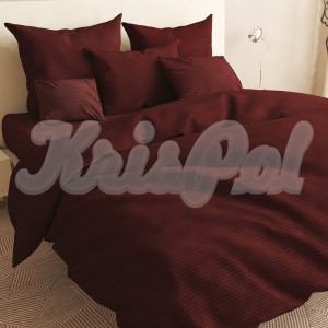 Двуспальное постельное белье ™KrisPol, бязь Lux на резинке 1410028-2, шоколадный (полоска)