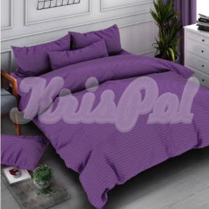 Двоспальна постільна білизна ™KrisPol, бязь Lux на резинці 1410031-2, фіолетовий (смужка)