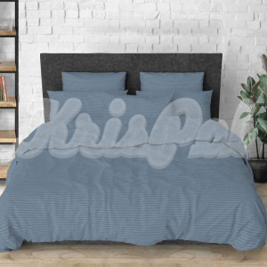 Двуспальное постельное белье ™KrisPol, бязь Lux на резинке 1410061-2, серо-голубой (полоска)