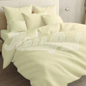Двуспальное постельное белье ™KrisPol, бязь Lux на резинке 141023-2, молочный