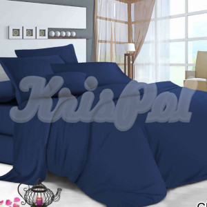 Двоспальна постільна білизна ™KrisPol, бязь Lux на резинці 141033-2, синій