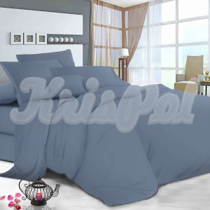 Двуспальное постельное белье ™KrisPol, бязь Lux на резинке 141061-2, серо-голубой