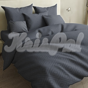 Семейное постельное белье ™KrisPol, бязь Lux на резинке 14126-4, темно-серый (ромб)