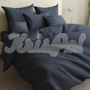 Двуспальное постельное белье ™KrisPol, бязь Lux на резинке 14127-2, графит (ромб)