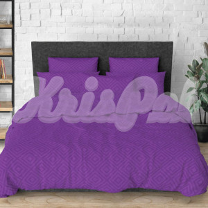 Двоспальна постільна білизна ™KrisPol, бязь Lux на резинці 14131-2, фіолетовий (ромб)