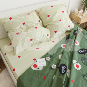 Двуспальное постельное белье ™KrisPol, бязь Lux на резинке 141318-2, “Авокадо”