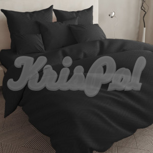 Двуспальное постельное белье ™KrisPol, бязь Lux на резинке 14132-2, черный (ромб)