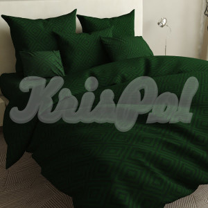 Двуспальное постельное белье ™KrisPol, бязь Lux на резинке 14134-2, темно-зеленый (ромб)