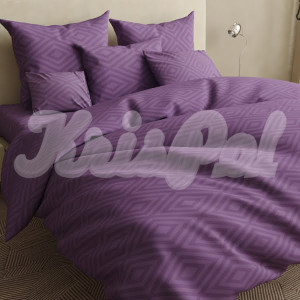 Двуспальное постельное белье ™KrisPol, бязь Lux на резинке 14138-2, темно-сиреневый (ромб)