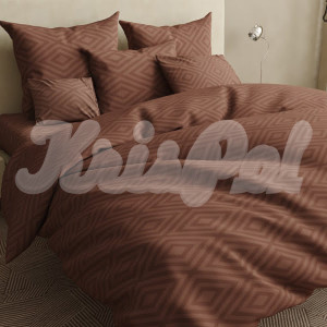 Двуспальное постельное белье ™KrisPol, бязь Lux на резинке 14141-2, капучино (ромб)