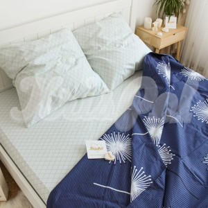 Двуспальное (Евро) постельное белье ™KrisPol, бязь Lux на резинке 14142-3, “Одуванчики”