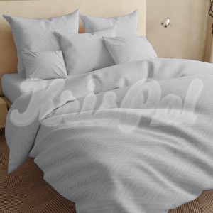 Двуспальное постельное белье ™KrisPol, бязь Lux на резинке 14149-2, светло-серый (ромб)