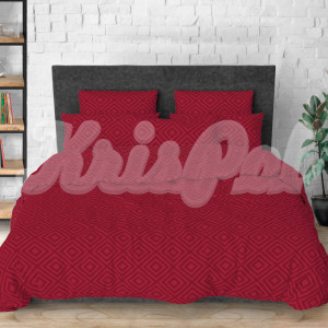 Двуспальное постельное белье ™KrisPol, бязь Lux на резинке 14164-2, бордовый (ромб)
