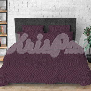 Двуспальное постельное белье ™KrisPol, бязь Lux на резинке 14165-2, сливовый (ромб)