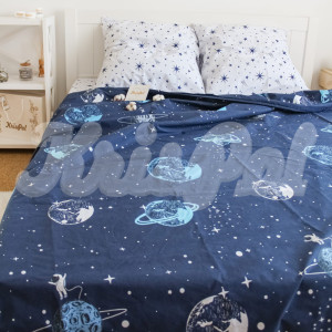 Двуспальное (Евро) постельное белье ™KrisPol, бязь Lux на резинке 141920-3, “Магия космоса”