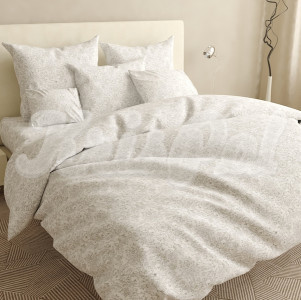 Двуспальное постельное белье ™KrisPol, бязь Lux на резинке 142237-2, (белоснежные узоры)