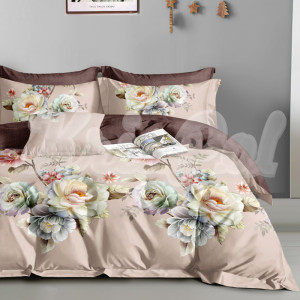 Двуспальное постельное белье ™KrisPol, бязь Lux на резинке 144981-2, “Букет пионов”