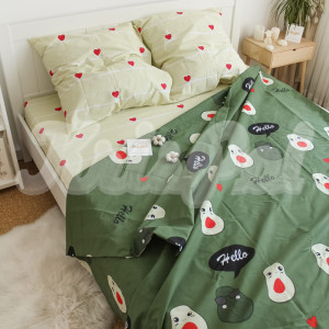 Семейное постельное белье ™KrisPol, бязь Lux на резинке 148778-4, “Авокадо”