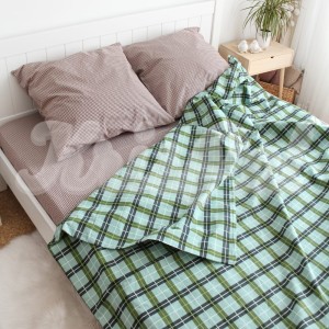 Двуспальное (Евро) постельное белье ™KrisPol, бязь Lux 150329-3, "Зеленая клетка"