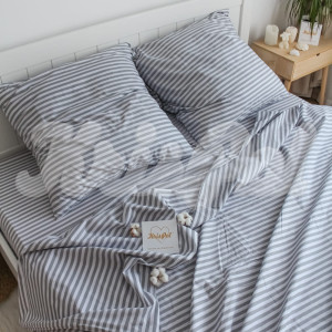 Семейное постельное белье ™KrisPol, бязь Lux 1510025-4, светло-серый (полоска)