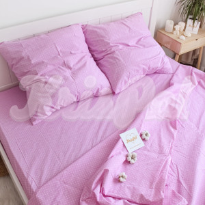 Полуторное постельное белье ™KrisPol, бязь Lux 151011-1, "Розовые горохи"