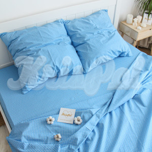 Семейное постельное белье ™KrisPol, бязь Lux 151015-4, "Голубые горохи"