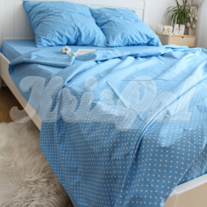 Семейное постельное белье ™KrisPol, бязь Lux 151015-4, "Голубые горохи"