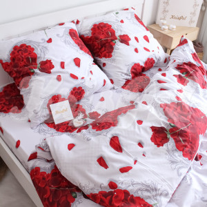 Двуспальное (Евро) постельное белье ™KrisPol, бязь Lux 151223-3, "Роза любви"
