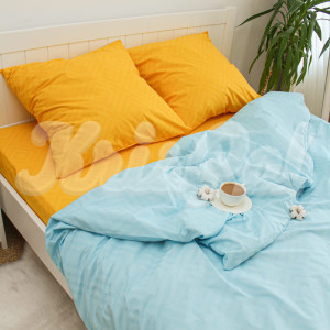 Семейное постельное белье ™KrisPol, бязь Lux 1514636-4, желтый и голубой