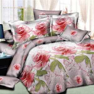 Двуспальное (Евро) постельное белье ™KrisPol, бязь Lux 154436-3, "Розы"