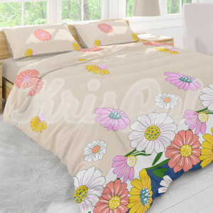 Двуспальное (Евро) постельное белье ™KrisPol, бязь Lux 154711-3, "Красочные цветы"