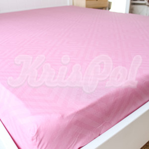 Двуспальная простынь на резинке ™KrisPol, бязь Lux 155-160, розовый (ромб)