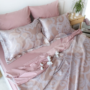 Двоспальна постільна білизна ™ KrisPol, жаккард-сатин King Size 35056-2, рожевий