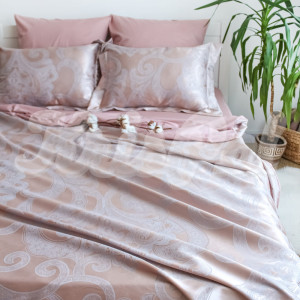 Двуспальное постельное белье KrisPol, жаккард-сатин King Size 35056-2, розовый