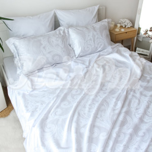 Двоспальна постільна білизна ™ KrisPol, жаккард-сатин King Size 35057-2, білий