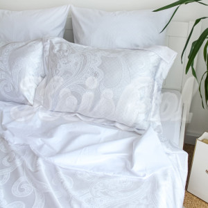 Двоспальна постільна білизна ™ KrisPol, жаккард-сатин King Size 35057-2, білий