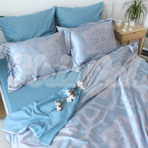 Двоспальна постільна білизна ™ KrisPol, жаккард-сатин King Size 35059-2, блакитний