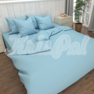 Двоспальне простирадло на резинці ™KrisPol, бязь Lux 4313-160, (блакитний)